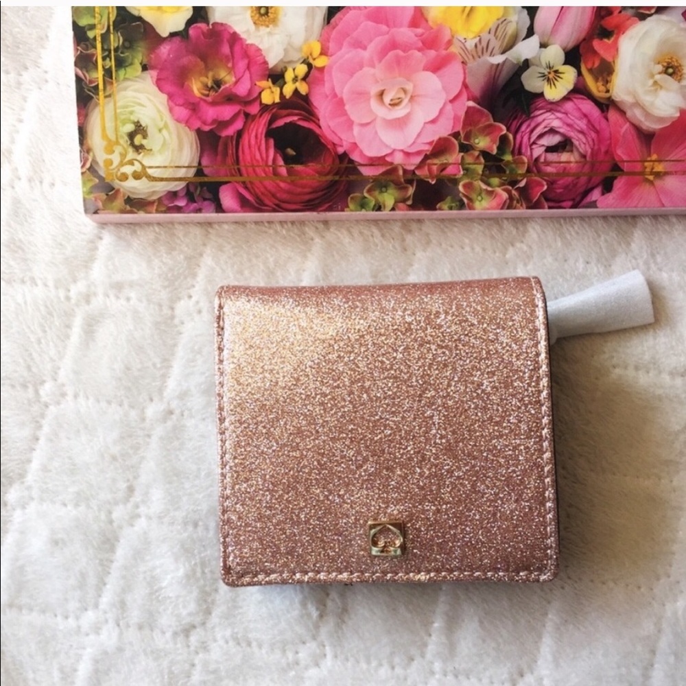Kate Spade rose gold mini wallet NWT